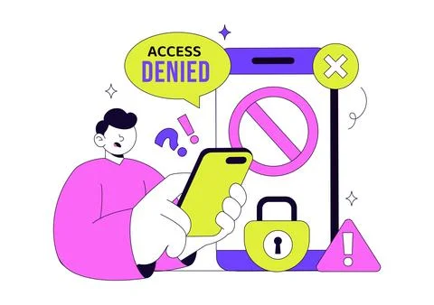 Access Denied Vector Illustration Featuring Cybersecurity Protection, Authe.. Stockillustratie