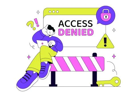 Access Denied Vector Illustration Featuring Cybersecurity Protection, Authe.. Illustrazione stock