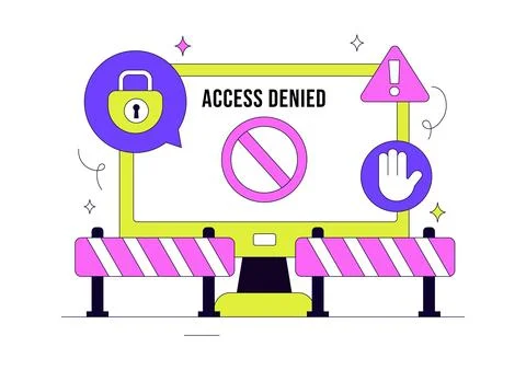 Access Denied Vector Illustration Featuring Cybersecurity Protection, Authe.. Stock Illustration