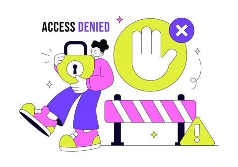 Access Denied Vector Illustration Featuring Cybersecurity Protection, Authe.. Stock Illustration