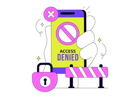 Access Denied Vector Illustration Featuring Cybersecurity Protection, Authe.. 스톡 일러스트