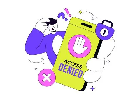 Access Denied Vector Illustration Featuring Cybersecurity Protection, Authe.. Stock Illustration