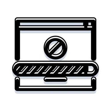 Access denied warning on computer screen icon Stock Illustration