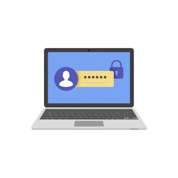 Access. Enter the password. Laptop screen. Flat Stock Illustration