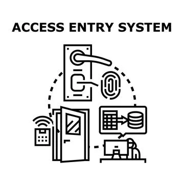 Access entry system controlling security and identification Stock Illustration