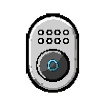 Access facial recognition lock pixel art vector illustration Illustrazione stock
