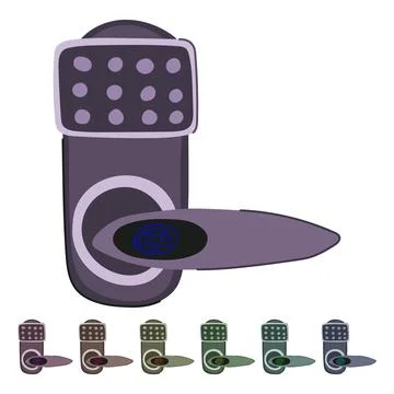 Access fingerprint door lock vector cartoon graphic Stock Illustration