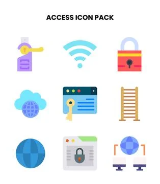 Access Flat Bundle Icons Pack Stock Illustration