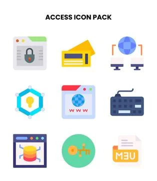 Access Flat Bundle Icons Pack Stock Illustration