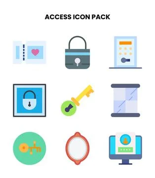 Access Flat Design Icons Pack Stock Illustration