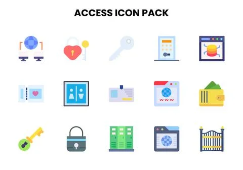 Access Flat Icons Pack Stock Illustration