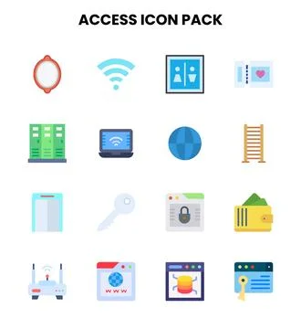 Access Flat Icons Pack Stock Illustration