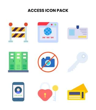 Access Flat Icons Pack Stock Illustration