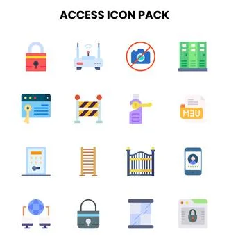 Access Flat Scalable Icons Pack Stock Illustration