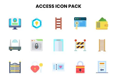 Access Flat Set Icons Pack Stock Illustration