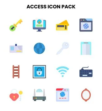 Access Flat SVG Icons Pack 스톡 일러스트