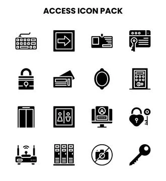 Access Glyph Icons Pack Stock Illustration