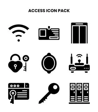 Access Glyph Vector Icons Pack Stock Illustration