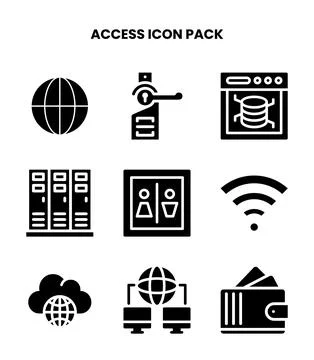 Access Glyph Vector Icons Pack Stock Illustration