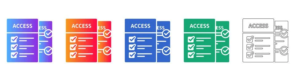 Access Granted Checklist Icons Set Stock Illustration