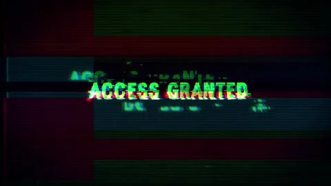 Access Granted Computer Hacking  Message With Glitch and Noise background Stock Footage 196960682