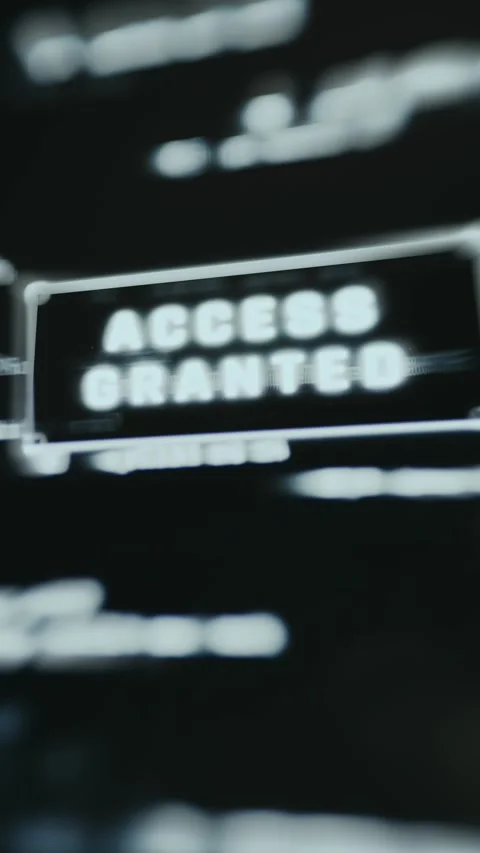 ACCESS GRANTED confirmation of successful system authentication Video stock 334925531
