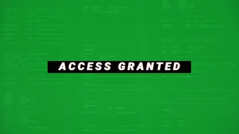 Access granted login success confirmation on a green hacker terminal screen 動画素材 344553146