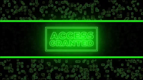 Access Granted Neon Sign Message on Green Tech Digital Background Stock Footage 258615117