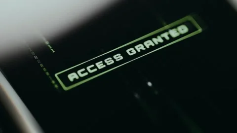 Access Granted notification over flowing binary data background Stock Footage 334921966
