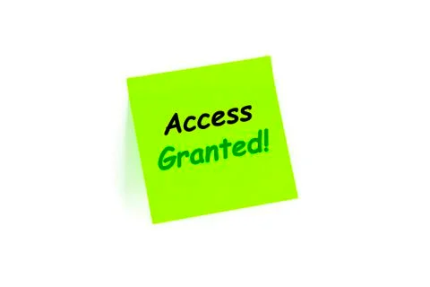 Access Granted! on a post-it note Stock Photos