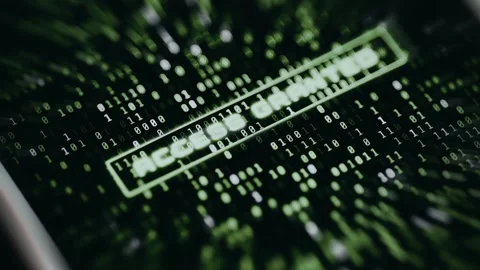 ACCESS GRANTED text displayed over a futuristic digital matrix Stock Footage 334922073