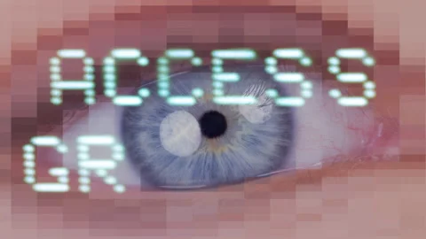 Access granted written over eye on computer screen Stock Footage 231718843