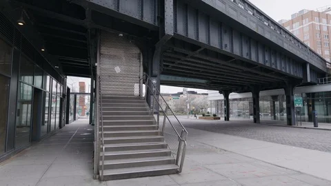 Access to the high line closed during Coronavirus outbreak Stock Footage 128998544