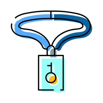 Access identification badge with security key icon Stock Illustration