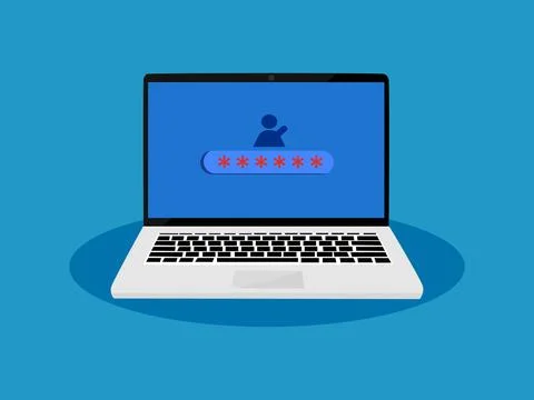 Access information. Businessman login into the system. Vector Stock-Illustration