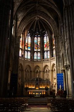 Access to the interior altar of the Saint Louis des Chartrons Catholic Church Stock Photos