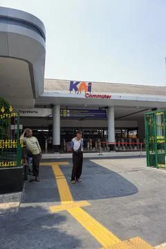 Access to the KAI Commuter electric rail train departure zone at Yogyakarta Stock Photos