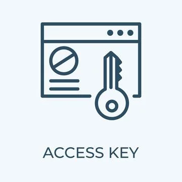 Access key for web site editable stroke thin vector line icon. Stock Illustration