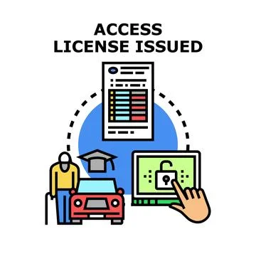Access license issued for digital data permission Stockillustratie