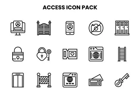 Access Line Collection Icons Pack 스톡 일러스트