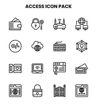 Access Line UI Icons Pack Stock Illustration
