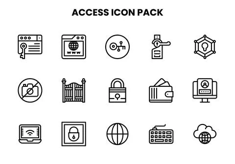 Access Line Vector Icons Pack Stock Illustration