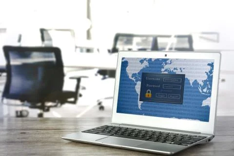 Access logint by laptop Stockfoto's