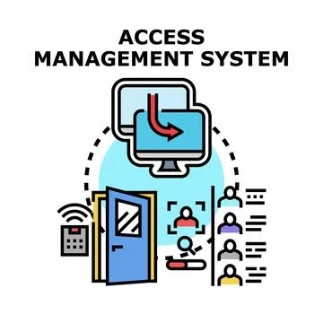 Access management system controlling user authentication and security Stock Illustration