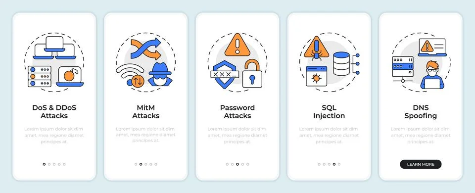 Access manipulation attack onboarding mobile app screen Stock Illustration