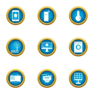 Access point icons set, flat style Stock Illustration