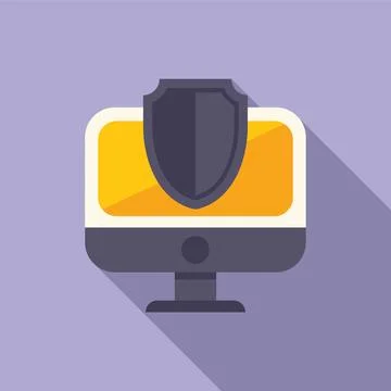 Access process pc icon flat vector. Monitor data Stock Illustration