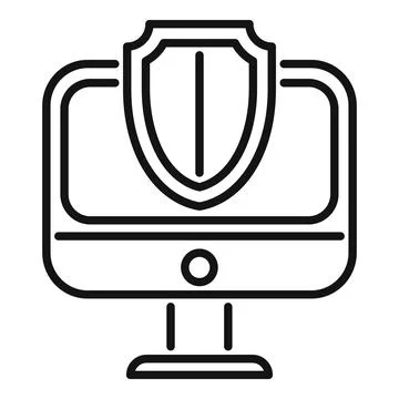 Access process pc icon outline vector. Monitor data Illustrazione stock