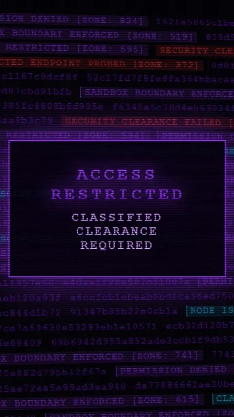 Access Restricted: Classified Clearance Required - Secure System Warning Stock Footage 342554900