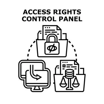 Access rights control panel managing data security and privacy 스톡 일러스트